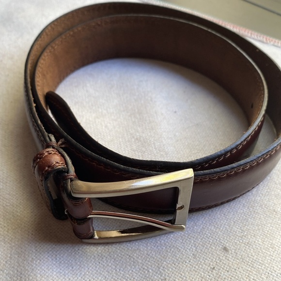 BROWN GENUINE LEATHER BELT CASUAL DRESS MEN'S ADJUSTABLE 39’ CLASSIC MINIMALIST - Picture 2 of 8